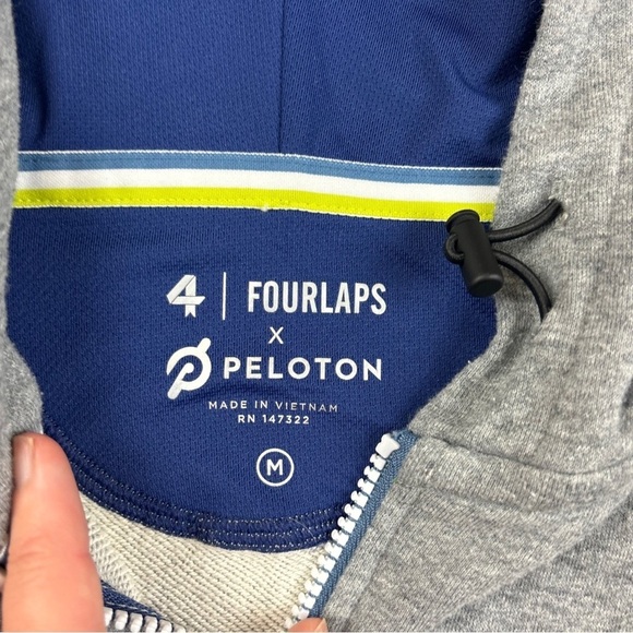 FOURLAPS X PELOTON Men’s Rush Hoodie Grey Zip Up Sweatshirt size: Medium - Picture 7 of 11